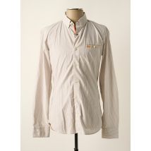 BLAINE - Chemise manches longues beige en coton - Homme - Taille M - Modz