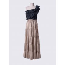ANGELA DAVIS - Robe longue beige en coton - Femme - Taille 38 - Modz