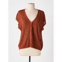 YERSE - Gilet manches courtes marron en lin - Femme - Taille 40 - Modz