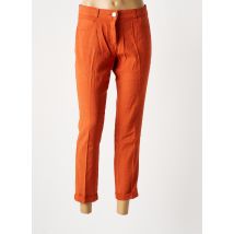 EAST DRIVE - Pantalon 7/8 orange en lin - Femme - Taille 36 - Modz