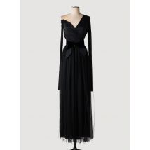 ELISABETTA FRANCHI - Robe longue noir en cuppro - Femme - Taille 34 - Modz