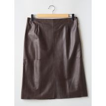 VESPUCCI - Jupe mi-longue marron en cuir - Femme - Taille 48 - Modz