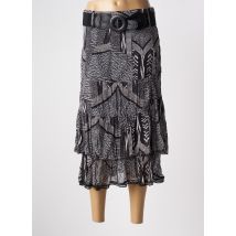 MOKA'S - Jupe mi-longue noir en polyester - Femme - Taille 42 - Modz