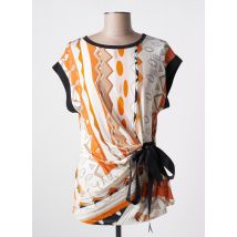 ELEONORA AMADEI - Tunique manches courtes orange en viscose - Femme - Taille 38 - Modz
