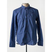 BLACK WELLIS - Chemise manches longues bleu en coton - Homme - Taille XXL - Modz