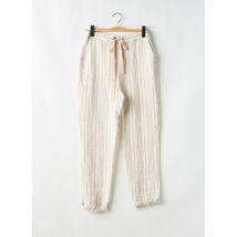 PABLO - Pantalon droit beige en lin - Femme - Taille 36 - Modz