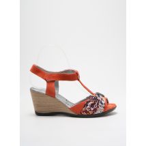 UN TOUR EN VILLE - Sandales/Nu pieds orange en cuir - Femme - Taille 39 - Modz