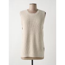 OUI - Pull beige en coton - Femme - Taille 38 - Modz