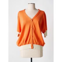DEVERNOIS - Gilet manches courtes orange en viscose - Femme - Taille 38 - Modz