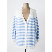 SHEEGO - Gilet manches longues bleu en coton - Femme - Taille 54 - Modz