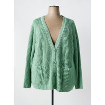 SHEEGO - Gilet manches longues vert en coton - Femme - Taille 50 - Modz
