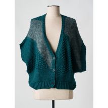 LUNATISME - Gilet manches courtes bleu en coton - Femme - Taille 40 - Modz