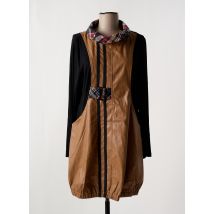 POMME ROUGE - Robe courte marron en polyurethane - Femme - Taille 40 - Modz
