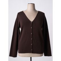 CAP BRETON - Gilet manches longues marron en merinos - Femme - Taille 48 - Modz