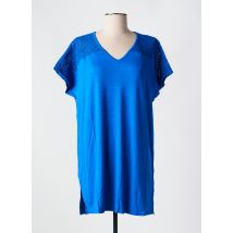 MIRADONNA - Tunique manches courtes bleu en viscose - Femme - Taille 38 - Modz