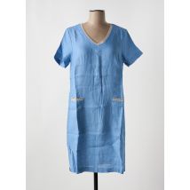 LE BOUDOIR D'EDOUARD - Robe mi-longue bleu en lin - Femme - Taille 38 - Modz