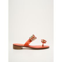 EDDICUOMO - Tongs orange en cuir - Femme - Taille 37 - Modz