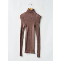 LISANZA - Pull col roulé marron en laine - Femme - Taille 38 - Modz