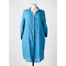 PATCHWORK - Robe mi-longue bleu en lin - Femme - Taille 44 - Modz