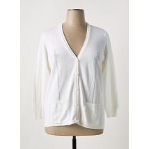 FIL & MAILLE - Gilet manches longues blanc en coton - Femme - Taille 48 - Modz
