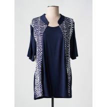 DEOMINO - Tunique manches courtes bleu en viscose - Femme - Taille 44 - Modz