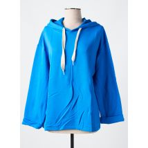 LAZY & COSY - Sweat-shirt à capuche bleu en lin - Femme - Taille 40 - Modz