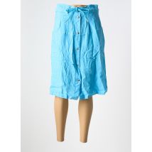 LILI & CAROLINE - Jupe mi-longue bleu en lin - Femme - Taille 38 - Modz