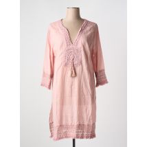 LARA-ETHNICS - Robe de plage rose en coton - Femme - Taille 40 - Modz