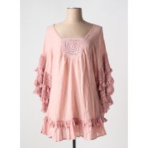 LARA-ETHNICS - Robe de plage rose en coton - Femme - Taille 38 - Modz