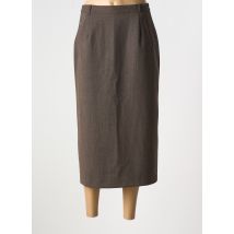 PAUSE CAFE - Jupe mi-longue marron en laine - Femme - Taille 42 - Modz