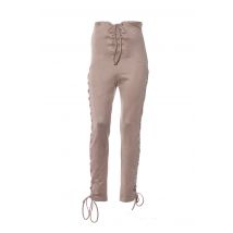 POUPÉE DE SOIE - Pantalon slim marron en polyester pour femme - Taille 38 - Modz