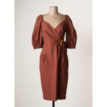 JOSEPH RIBKOFF - Robe mi-longue marron en coton pour femme - Taille 36 - Modz