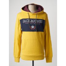 JACK & JONES - Sweat-shirt à capuche jaune en coton pour homme - Taille S - Modz