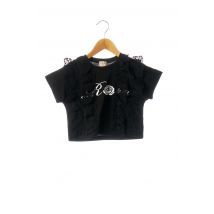 RORA - T-shirt noir en coton pour fille - Taille 7 A - Modz