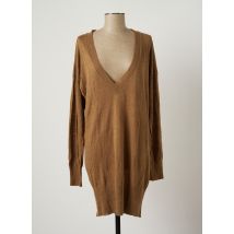 SISLEY - Pull tunique marron en lin pour femme - Taille 38 - Modz