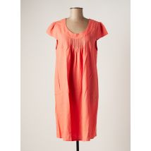 ÉTYMOLOGIE - Robe mi-longue orange en lin pour femme - Taille 36 - Modz