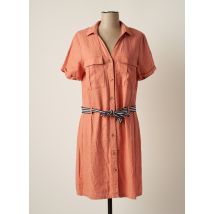 ELLE EST OU LA MER - Robe mi-longue orange en lin pour femme - Taille 42 - Modz