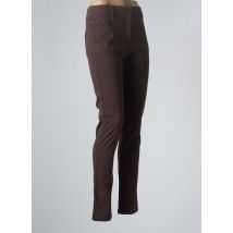 PAUSE CAFE - Pantalon slim marron en coton pour femme - Taille 40 - Modz
