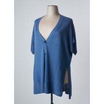 MARINA RINALDI - Gilet manches courtes bleu en lin pour femme - Taille 46 - Modz