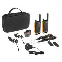 Motorola T82 Extreme Quad (four) Weatherproof 2-way Walkie-Talkies with Carry Case, Lanyards & Ear Pieces