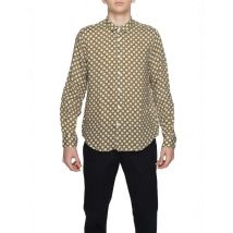 Gianni Lupo Leinenhemd Beige Geometrisch, Größe XL