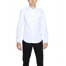 Gianni Lupo Modernes Herrenhemd mit Koreanischem Kragen, Wei, Größe S