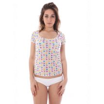 A-STYLE Planet Deluxe T-Shirt Weiß mit Bonbonmuster, Größe III