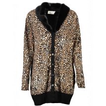 BLUGIRL Leopard Style Langarm Cardigan mit abnehmbarem Kunst, Größe XS