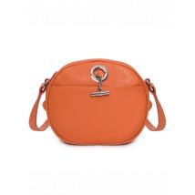 Lamarthe Damen Umhängetasche Orange Leder mit Zipperverschlu
