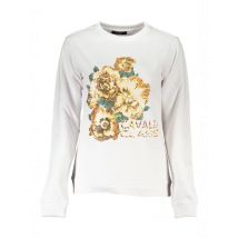 Cavalli Class Luxus Sweatshirt mit Rosen und Panda Design, Größe S