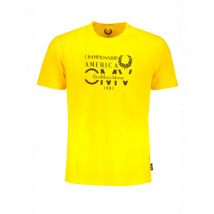 GIAN MARCO VENTURI Gelbes Italo Rundhals Logo TShirt Kurzarm, Größe XL