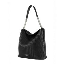 Cult Schwarz Schultertasche Damen aus Leder mit Zipperversch