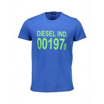 Diesel Kurzarmshirt Blau mit Logo Print, Größe 2XL