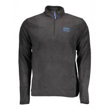 Schwarzes Langarm Sweatshirt mit Reißverschluss und Stickerei Logo, Größe L